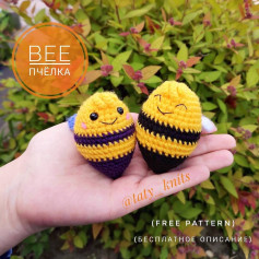 Free Crochet Pattern: Cute Amigurumi Bee with Bangs by @taty_knits