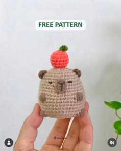 Free Crochet Pattern: Cute Capybara Amigurumi with Orange on Head