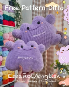 Free Crochet Pattern Ditto: Purple Amigurumi Doll with Materials and Instructions