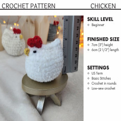 Free Crochet Pattern Easter Chick Amigurumi - Beginner Friendly White Velvet Chicken Design