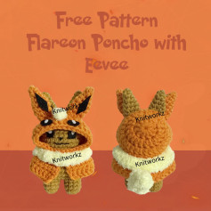 Free Crochet Pattern: Flareon Poncho with Eevee Amigurumi