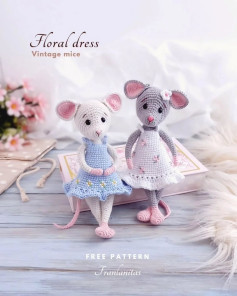 Free Crochet Pattern: Floral Dress for Vintage Mice Amigurumi