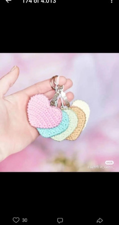 Free Crochet Pattern for Cute Pastel Heart Keychains - Step by Step Chart Tutorial