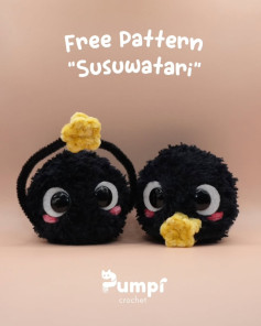 Free Crochet Pattern for Susuwatari (Soot Sprite) Amigurumi Doll
