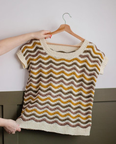 Free Crochet Pattern for Wavy Striped Tee with Sizing Chart and Stitch Guide