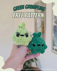 Free Crochet Pattern: Green Grumpling Amigurumi Doll with Bobble Stitch Instructions