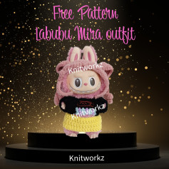 Free Crochet Pattern Labubu Mira Outfit: Pink Hood, Shirt and Skirt
