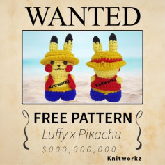 Free Crochet Pattern: Luffy x Pikachu Amigurumi Doll by Knitworkz