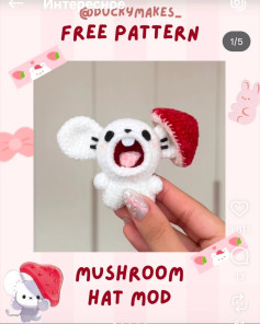 Free Crochet Pattern: Mushroom Hat Mod for Maus