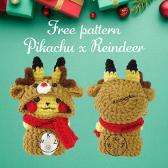 Free Crochet Pattern: Pikachu x Reindeer Amigurumi Doll with Chart Instructions