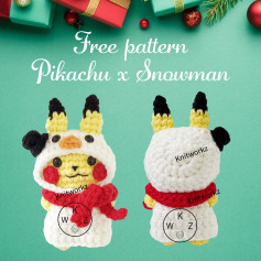 Free Crochet Pattern: Pikachu x Snowman Amigurumi Doll