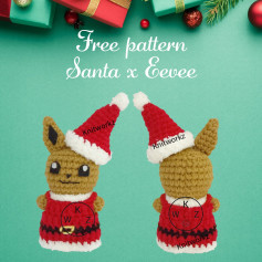 Free Crochet Pattern: Santa x Eevee Amigurumi Doll with Full Instructions and Materials List