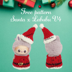 Free Crochet Pattern: Santa x Labubu V4, Pikachu & Eevee Christmas Costume by Knitworkz