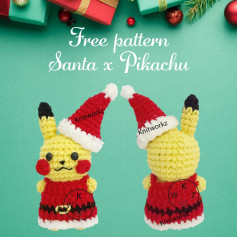 Free Crochet Pattern: Santa x Pikachu Amigurumi Doll