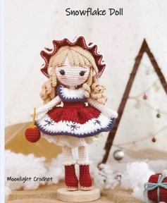Free Crochet Pattern: Snowflake Doll Amigurumi by Moonlight Crochet
