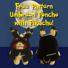 Free Crochet Pattern Umbreon Poncho with Pikachu by Knitworkz