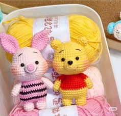 Free Crochet Pattern Winnie the Pooh and Piglet Amigurumi