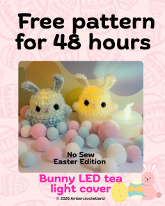 Free Easter Bunny LED Tea Light Cover Crochet Pattern (48 Hours Only)
