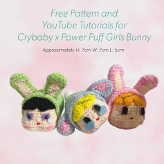 Free Pattern and YouTube Tutorials for Crybaby x Power Puff Girls Bunny Amigurumi Doll