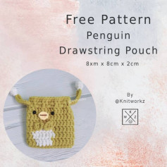 Free Pattern: Cute Lime Green Penguin Drawstring Pouch Crochet Tutorial with Materials and Abbreviations