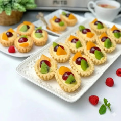 Fruit Pie by vitakwee: Classic Indonesian fruit tarts with buttery crust, creamy custard filling, topped with fresh kiwi, cherry, and melon slices.