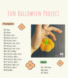 Fun Halloween Pumpkin Amigurumi Keychain Crochet Pattern Chart