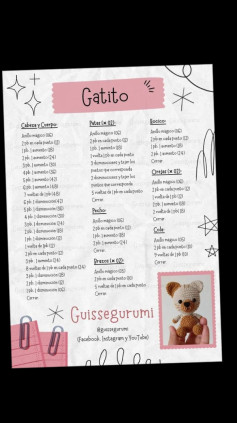 Gatito Amigurumi Crochet Pattern Chart by Guissegurumi