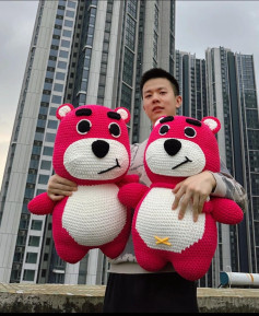 Giant Strawberry Bear Crochet Pattern Tutorial