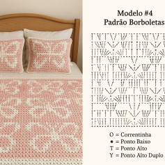 Gráficos de Crochê: Padrão Borboletas e Abacaxi - Modelo #4 e #6 com Legenda