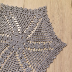 Gray Lace Crochet Doily Pattern Chart and Finished Example