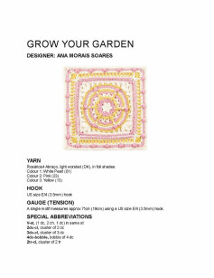 Grow Your Garden Granny Square Crochet Pattern and Chart by Ana Morais Soares