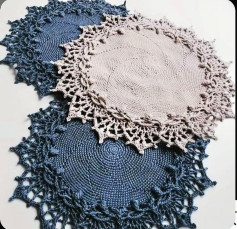 Hally Mandala Round Placemat Crochet Chart and Finished Pattern