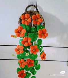 Hand-drawn Crochet Chart for Nasturtium Flowers and Leaves