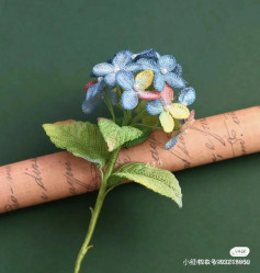 Handmade Crochet Hydrangea Flower Pattern Chart with Pearls