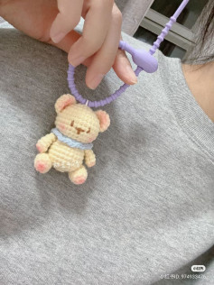 Handwritten crochet chart for cute amigurumi bear keychain