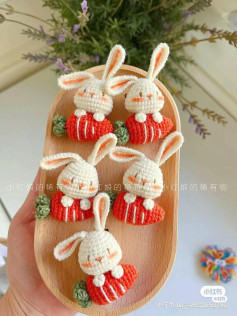 Handwritten Crochet Pattern for Cute Bunny on Carrot Amigurumi