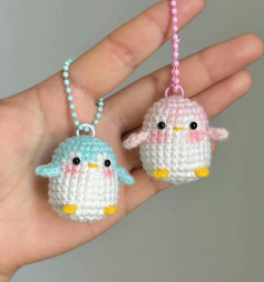 Handwritten Crochet Pattern for Cute Mini Penguin Amigurumi Keychains
