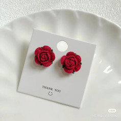 Handwritten Crochet Pattern for Mini Rose Flower Earrings