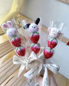 Handwritten Crochet Pattern for Strawberry Animal Bouquet
