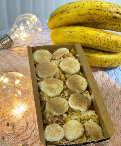 Healthy Banana Granola Cake with Cinnamon Slices in Loaf Pan