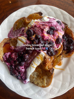 Healthy Sourdough French Toast with Greek Yogurt and Berry Sauce