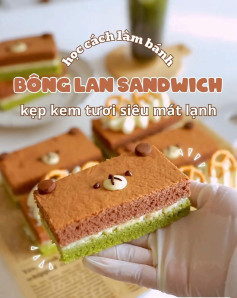 Học cách làm bánh Bông Lan Sandwich kẹp kem tươi siêu mát lạnh, công thức độc quyền