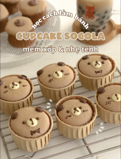 Học cách làm bánh Cupcake Socola mềm xốp & nhẹ tênh hình gấu dễ thương