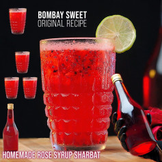 Homemade Rose Syrup Sherbet - Bombay Sweet Original Recipe for Ramadan Iftar