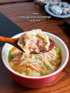 How to make juicy cabbage pork dumplings with napa cabbage and mushroom soup