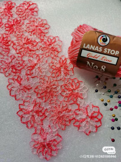 Hướng dẫn biểu đồ móc len hoa hồng màu đỏ và trắng chi tiết