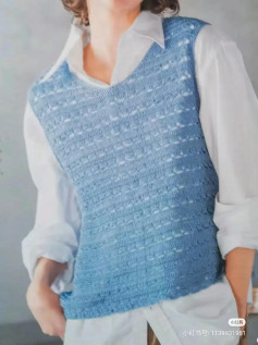 Hướng dẫn chi tiết cách móc áo len không tay màu xanh với họa tiết hoa văn