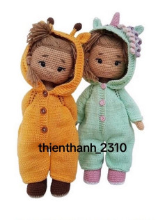 Hướng dẫn chi tiết cách móc búp bê Alisha mặc đồ ngủ công chúa và hươu cao cổ bằng len YarnArt Jeans