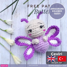 Hướng dẫn chi tiết cách móc búp bê Amigurumi Kelebek màu tím và trắng
