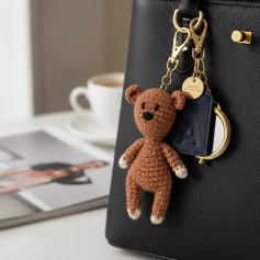 Hướng dẫn chi tiết cách móc gấu bông charm mini màu nâu và kem